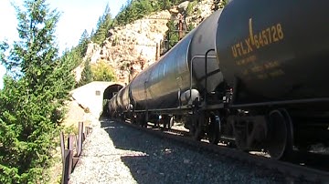 BNSF freight train exits Tunnel 26 on the Moffat Route.