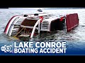 Double decker party boat capsized Saturday night with 53 passengers & crew on Lake Conroe.