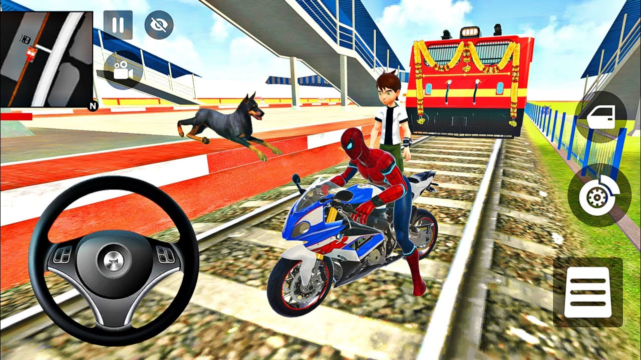 🦚 Indian Thift Auto Simulator 💥 Spiderman Racing Train 3D Game 🌟 Lot's of Police Bike Car Game 🎮