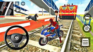🦚 Indian Thift Auto Simulator 💥 Spiderman Racing Train 3D Game 🌟 Lot's of Police Bike Car Game 🎮 screenshot 3