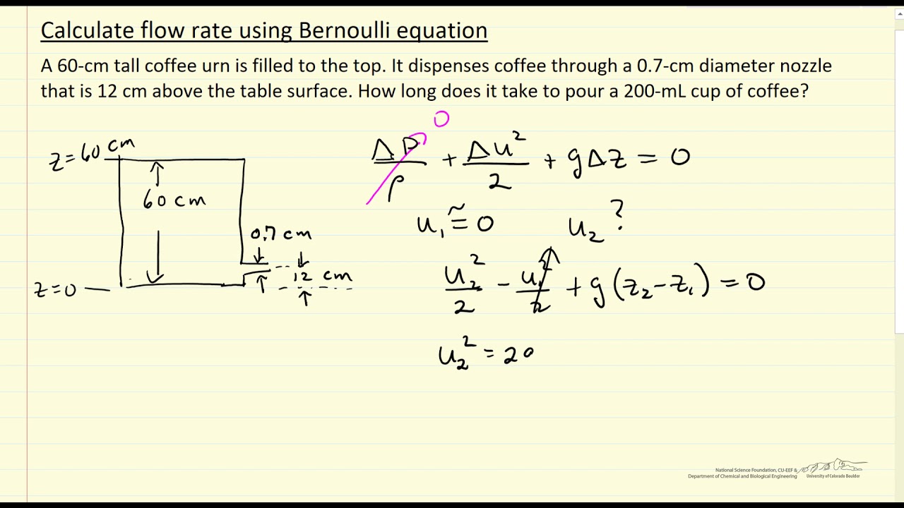 Calculate Flow Rate Using Bernoulli Equation YouTube