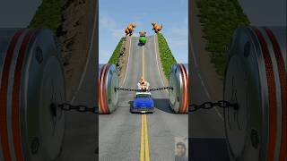 Cars &amp; School Bus vs Chained Hydraulic Crush BeamNG.drive#shorts #beamngdrive#bus