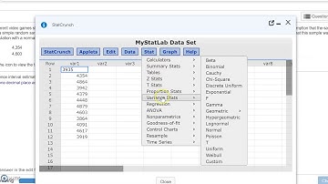 Confidence Intervals for a Standard Deviation or Variance with Raw Data - Statcrunch