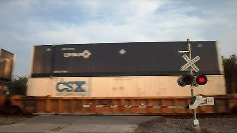 CSX Container Intermodal Train Through Crossing Fast And Furious