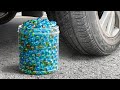 Aplastando Cosas Crujientes Miles De Canicas VS Rueda De Coche Experimentar