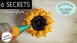 6 SECRETS How to Make Buttercream Flowers - SUNFLOWERS ? Pipe Frosting Flowers on a Cupcake or Cake