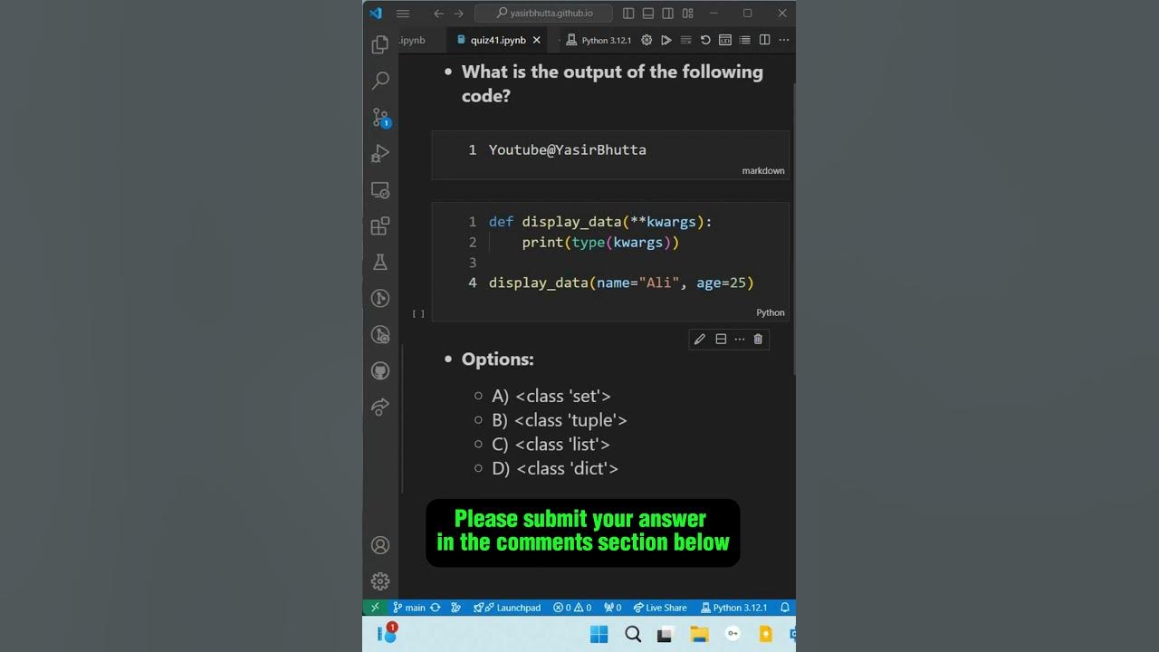 Python Quiz #41: function Quiz for Beginners | def Quiz | Python MCQs ...