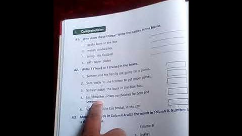 Class 1 English language Lesson 3( Going for a picnic) Answer of A