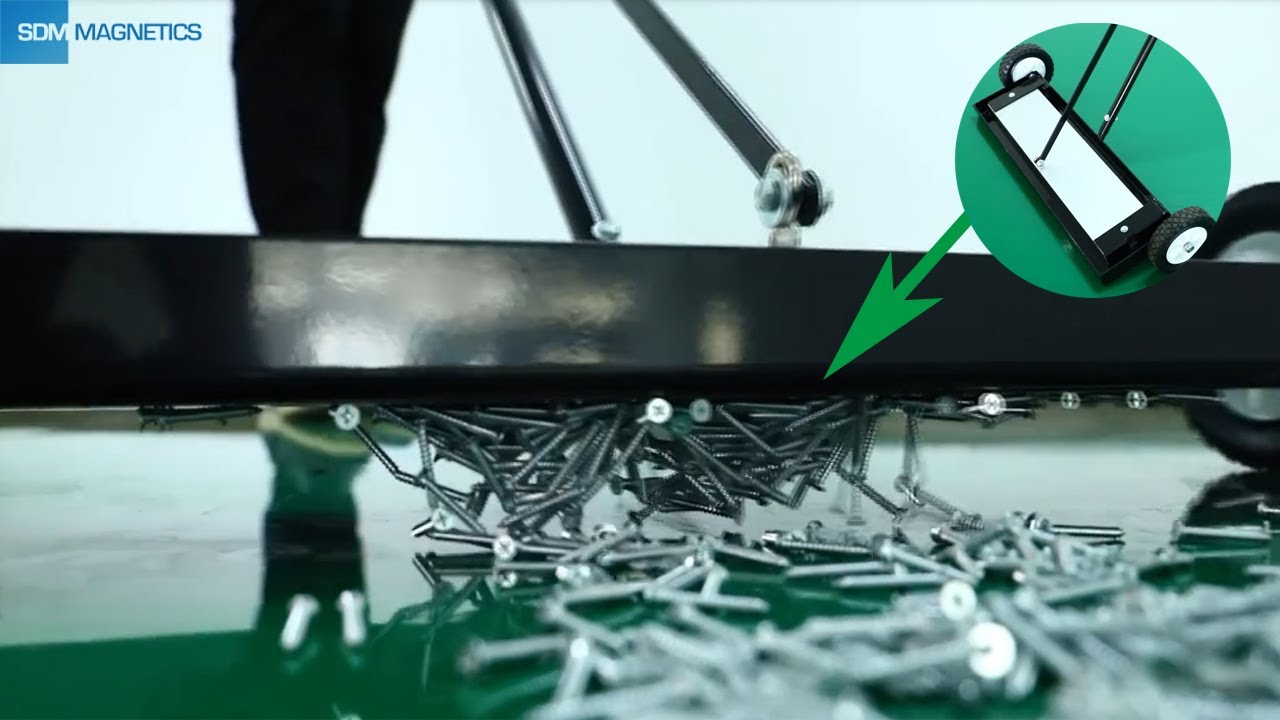 Adjustable Magnetic Sweeper With Wheels- BEST Sweeping of Loose Nails, Screws and Bolts