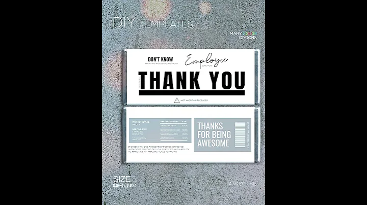 Printable Thank You Candy Bar Wrapper Template | Personalized Chocolate Wrapper Paper Design