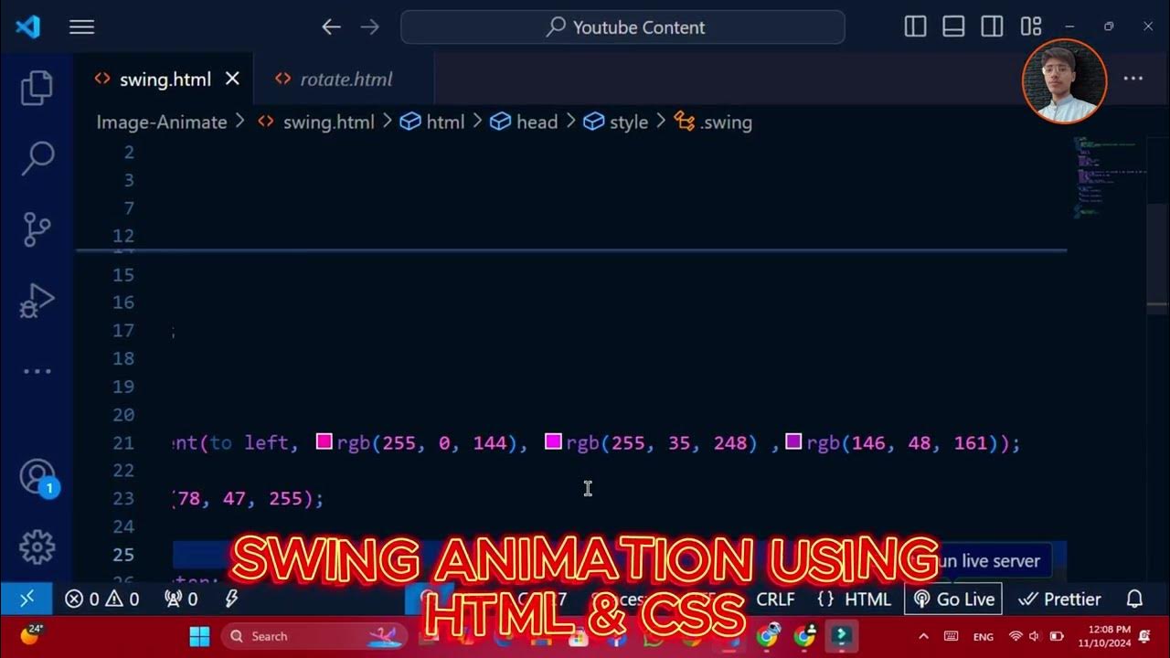 Create a Swing Animation Effect with HTML & CSS | Easy CSS Animation ...