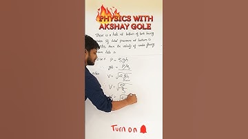 FLUID MECHANICS| VELOCITY OF EFFLUX| THERE IS A HOLE AT A BOTTOM OF A TANK HAVING WATER 💧. IF....