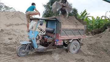 🔴 Công nông chở cát đá ngõ hẹp | ô tô chở đá | máy xúc cát và đá |stone excavator and sand truck 8
