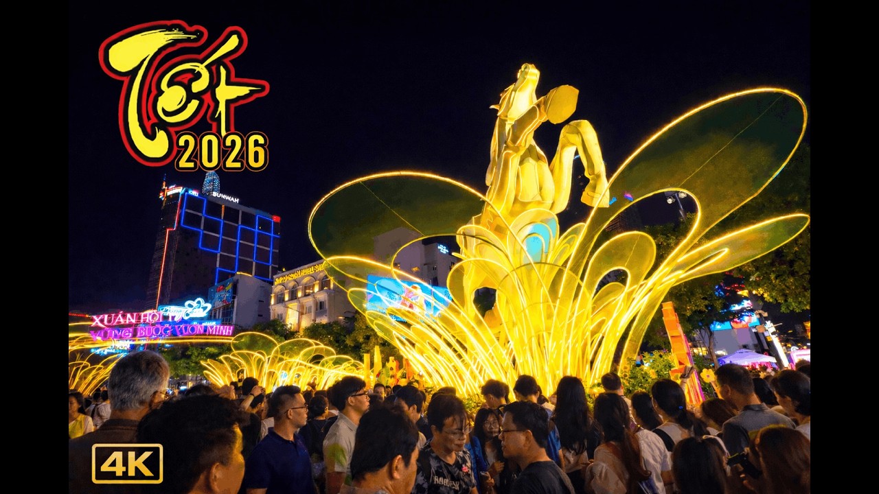 BIỂN NGƯỜI ĐÊM CUỐI TUẦN tại Phố Hoa Nguyễn Huệ | Tết 2026 Walking Tour (4K)