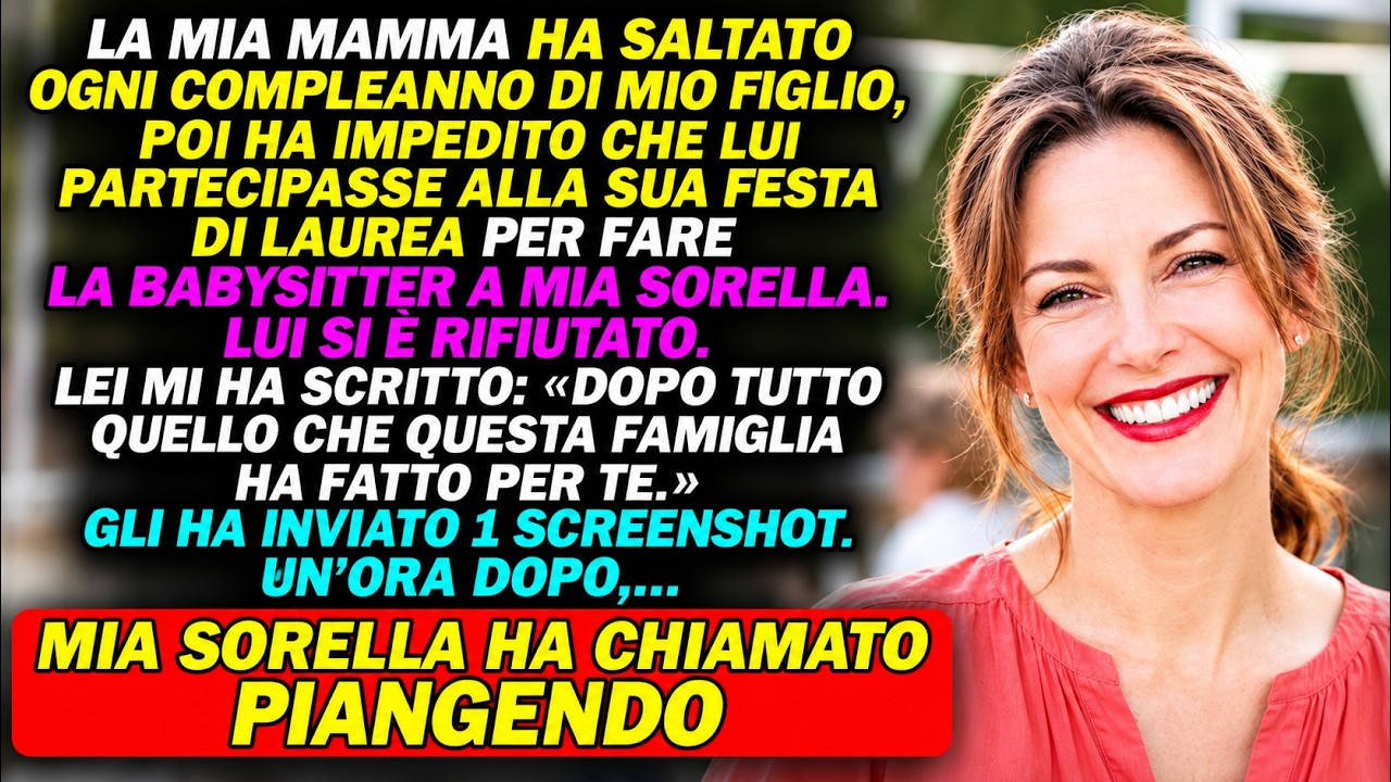 Mio figlio ha compiuto diciotto anni e mia madre non si è mai presentata a nessuno dei suoi compleanni. Finché, tre giorni prima del diploma, le ho sentite pronunciare la frase che conosco da una...