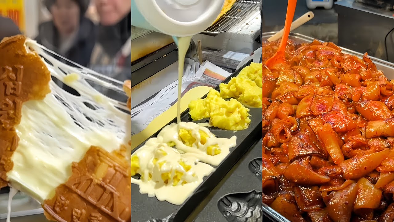Длинные очереди, чтобы насладиться вкусной едой на рынке Кванмён