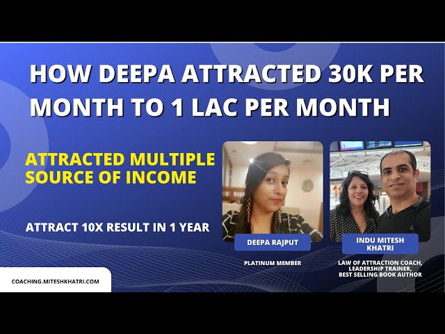 How Deepa Attracted 1 Lac Per Month & Created Multiple Source Of Income By Using LOA - Mitesh Khatri