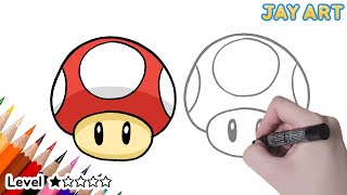 How To Draw Mario Mushroom Easy Step By Step Jay Art