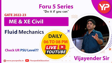 6pm GATE XE/ME 2022-23 | Fluid Mechanics | Foru 5 Series | GATE XE Fluid Mechanics | Free Videos