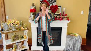 Heathered Navy Long Cardigan W Fringe