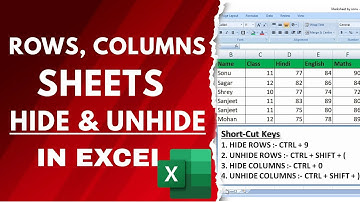 Shortcut Keys - How to Hide & Unhide Rows, Columns and Sheets | Hide Specific Rows, Columns , Sheets