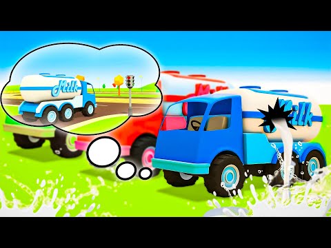 NEW EPISODE! The milk truck is broken. Monster truck for children. Helper cars cartoons for kids.