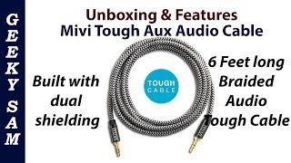 6Ft 3.5mm Aux Auxiliary Cord Cable Male to Male Stereo Audio PC iPod iPhone Car Mivi Tough Aux Audio Cable Gold plated connectors | Unboxing