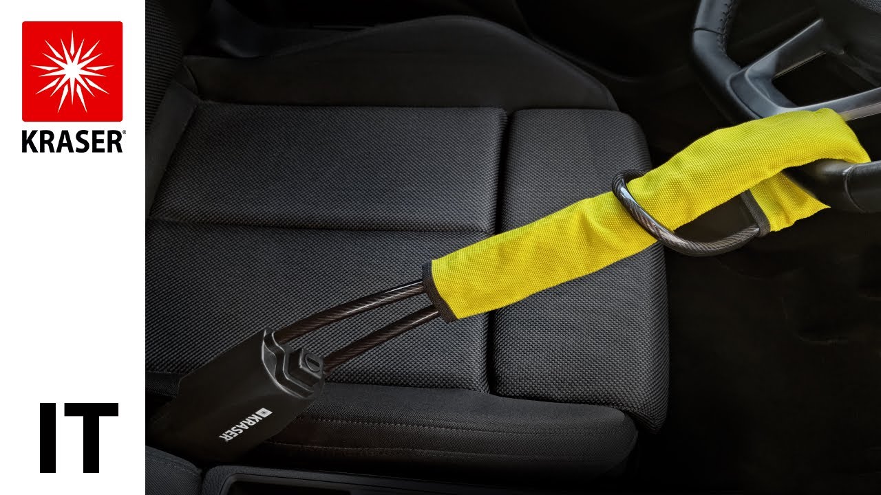 KRASER KR882Y Cavo antifurto auto, blocca volante e cintura di sicurezza per furgone, camper