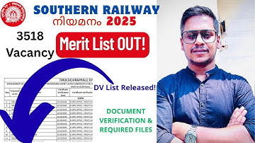 Southern Railway Apprentice Merit List 2025 OUT | DV List & Required Documents Explained!
