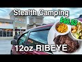  stealth camping at chucks roadhouse  ribeye dinner  a movie