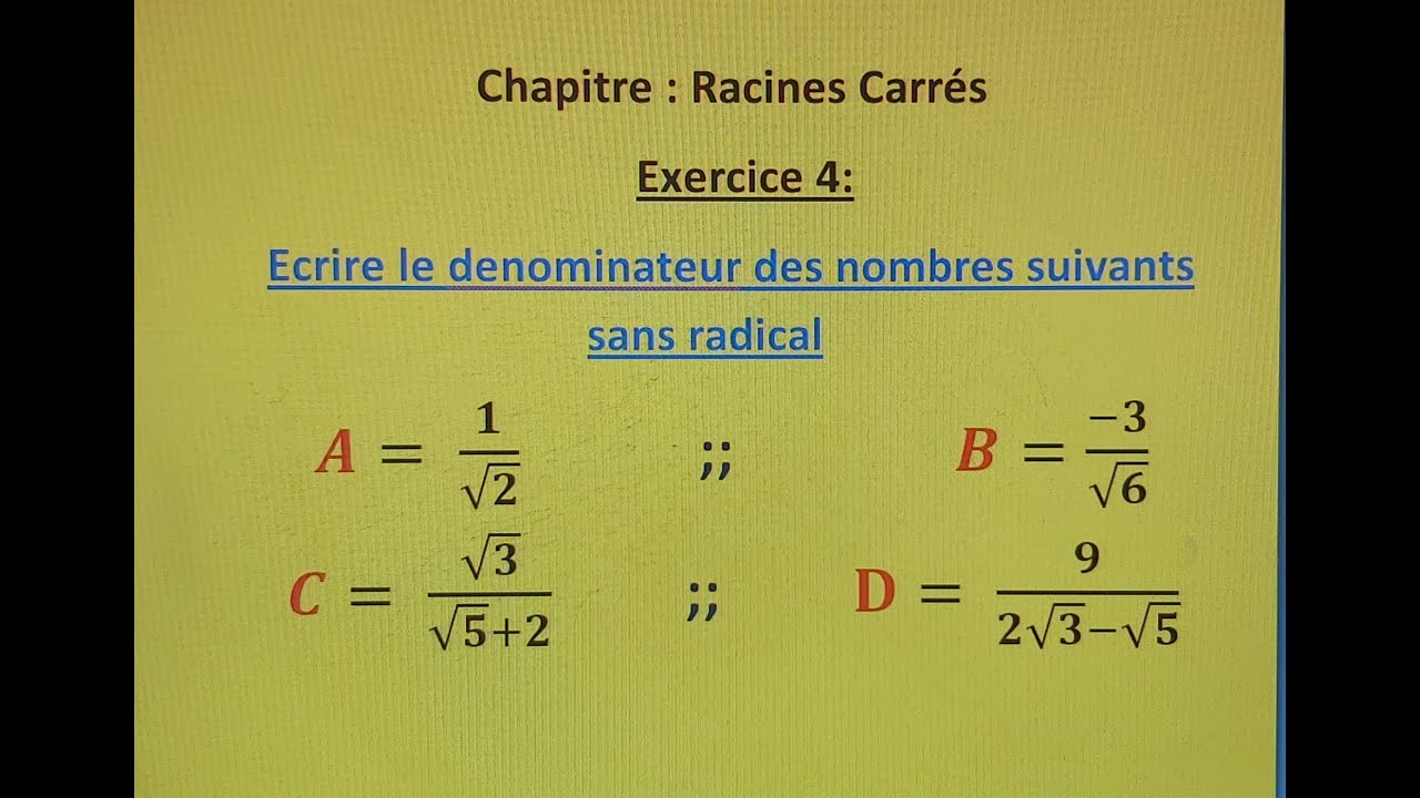 comment écrire ✍ facilement le dénominateur d'un nombre sans radical