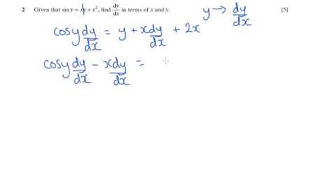 A Pure Maths - Implicit Functions OCR Core 4 January 2006 q2
