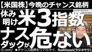 【米国株－今晩のチャンス銘柄】休み明けのアメリカ３指数、ナスダックが危ない！　今日の夕刻にヨーロッパ発の「ミニ・クラッシュ(急落)」が発生した。これにより米３指数のチャートが悪化。今晩の米株が危ない？