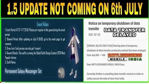 UPDATE 1.5 DELAYED ,BGMI IOS LAUNCH AND NEW DATA TRANSFER NOTICE ( BATTLEGROUNDS MOBILE INDIA)