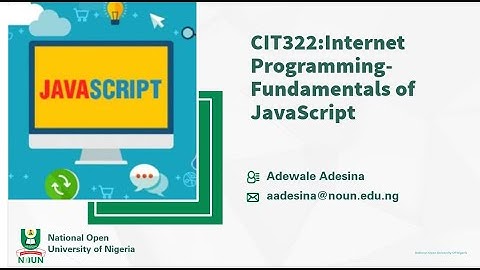 CIT322- Fundamentals of JavaScript