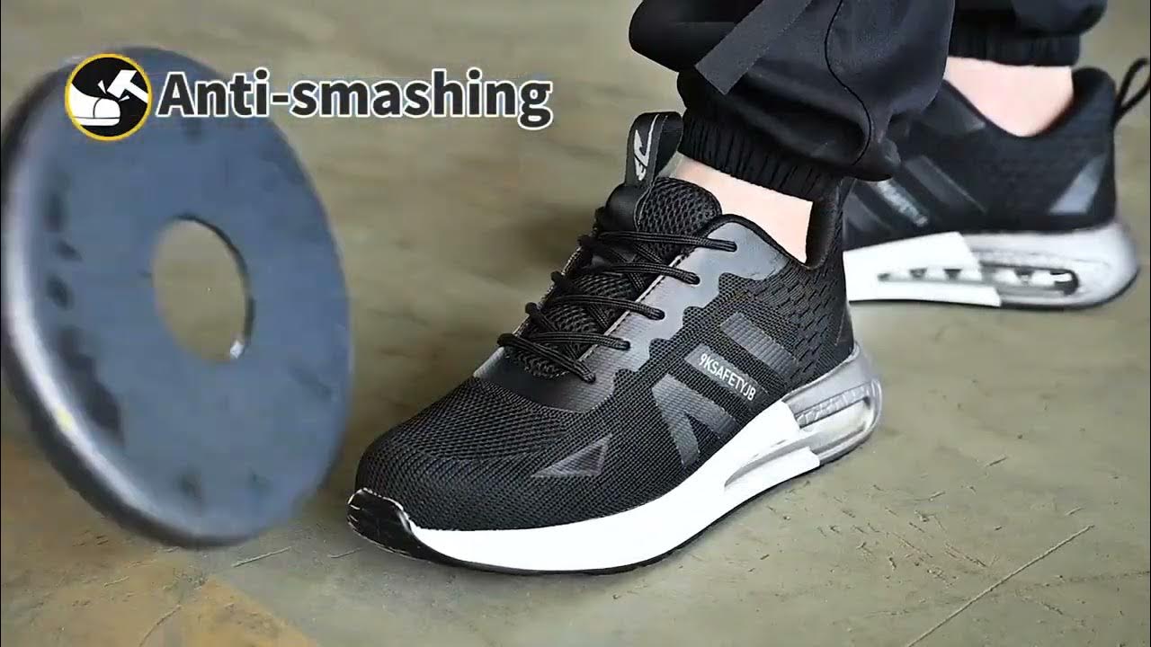 Black Tennis Steel Toe Sneakers With Air Cushion Steel Toes Shoes