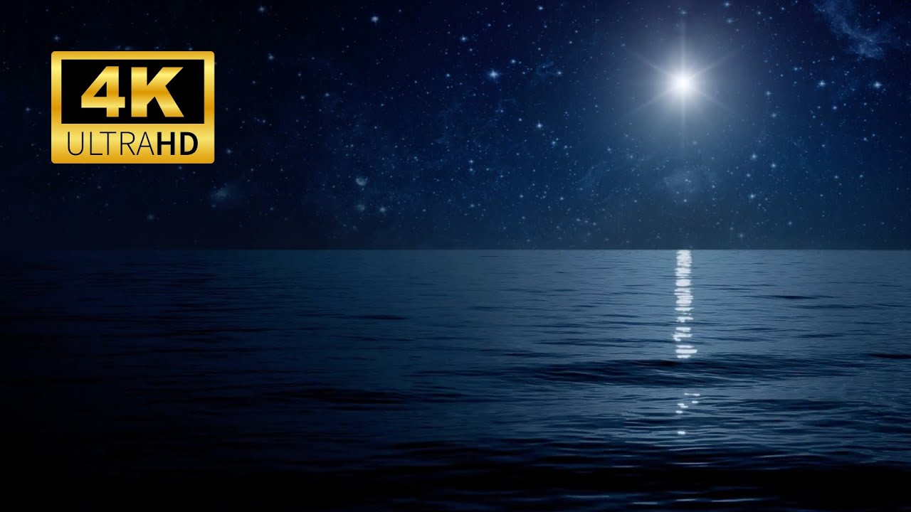 Deep Sleep Music 🌙 4K Night Ocean Ambience | 9 Hours for Calm Relaxation & Stress Relief