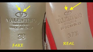 forening nationalsang Lære Valentino rockstud heels real vs fake. How to spot fake Valentino rock stud  shoes - YouTube