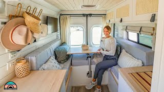 Her DIY ProMaster w/ Shower, Toilet, Convertible Bed & Gym