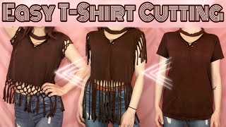 Easy Fringe + TShirt Macramé! No Sew, DIY TShirt Cutting Tutorials | 2 Boho Style Designs