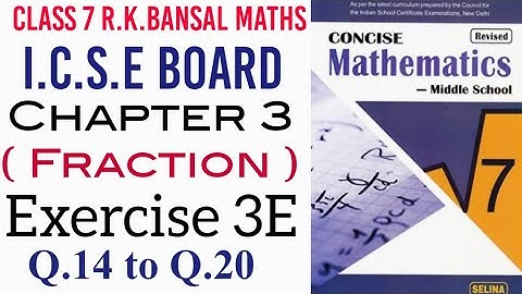 Exercise 3E Q.14 to Q.20 Class 7 ICSE Maths Selina Publishers