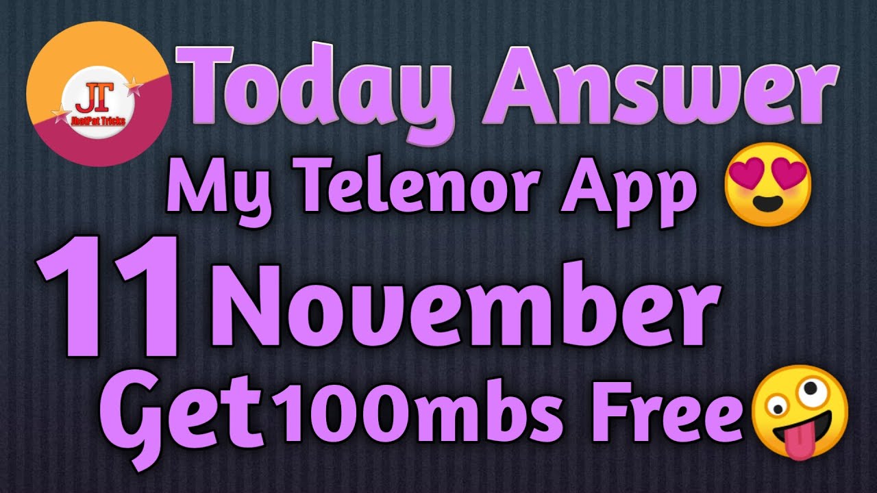 11 November 2020 My Telenor App Answer || Today My Telenor App Answer ||| My Telenor App Answer