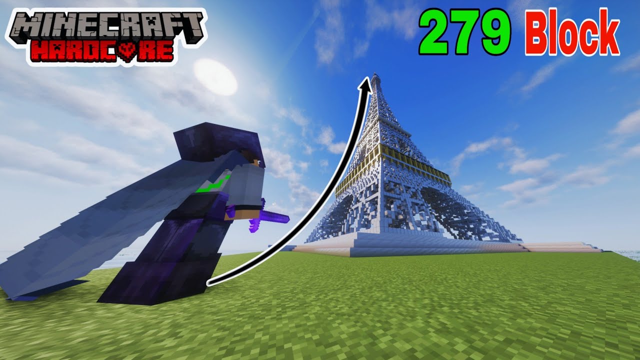 I build EIFFEL TOWER in Minecraft Hardcore - YouTube