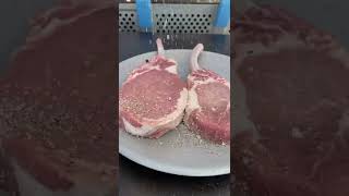 Green apple chimichurri pork chops grilled on my nomad grill. ASMR style outdoor cooking