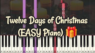 The Twelve Days of Christmas | X'mas Carol | X'mas Song (Simple Piano Tutorial) Sheet Music