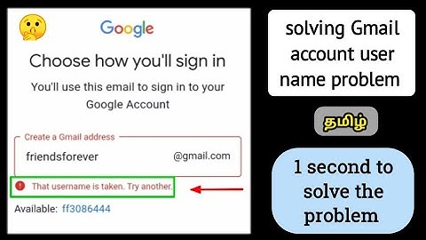 🤩 1 second to solve Gmail account username taken problems in Tamil /All in All Tamil
