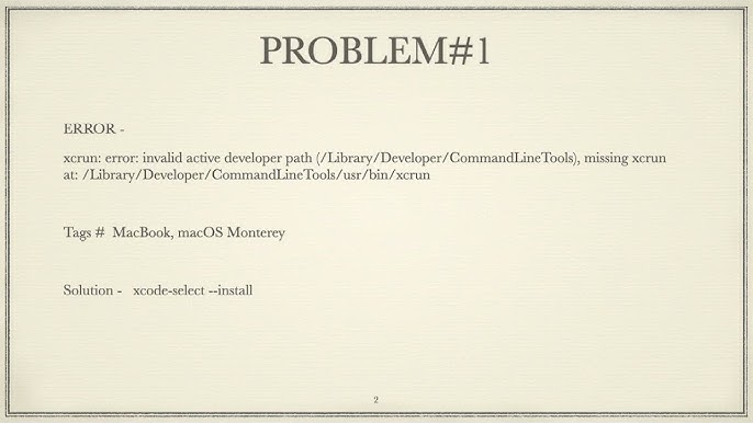 Xcrun: Error: Invalid Active Developer Path (/Library/Developer/ Commandlinetools), Missing Xcrun-Mac - Youtube