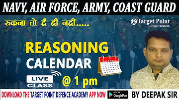 Calendar | Reasoning | agniveer 2023 | Class - 4 | By Deepak Joshi sir |TARGET POINT DEFENCE ACADEMY