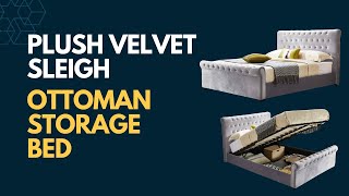 Plush Velvet Sleigh Ottoman Storage Bed on Sale - Buy Now