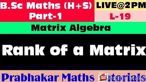 || L-19 || B.Sc. Maths (H+S) || Part-1 || Matrix Algebra || Rank of a Matrix || Theory || Nullity ||
